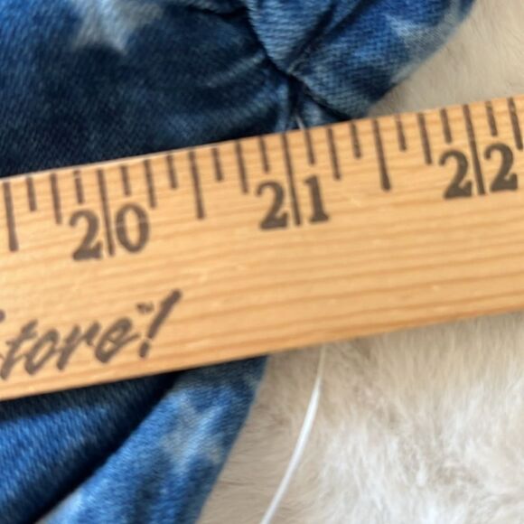 New! ELAN Button Up Front Tie Shirt Blouse Indigo Stars Size Medium NWT - Picture 9 of 12